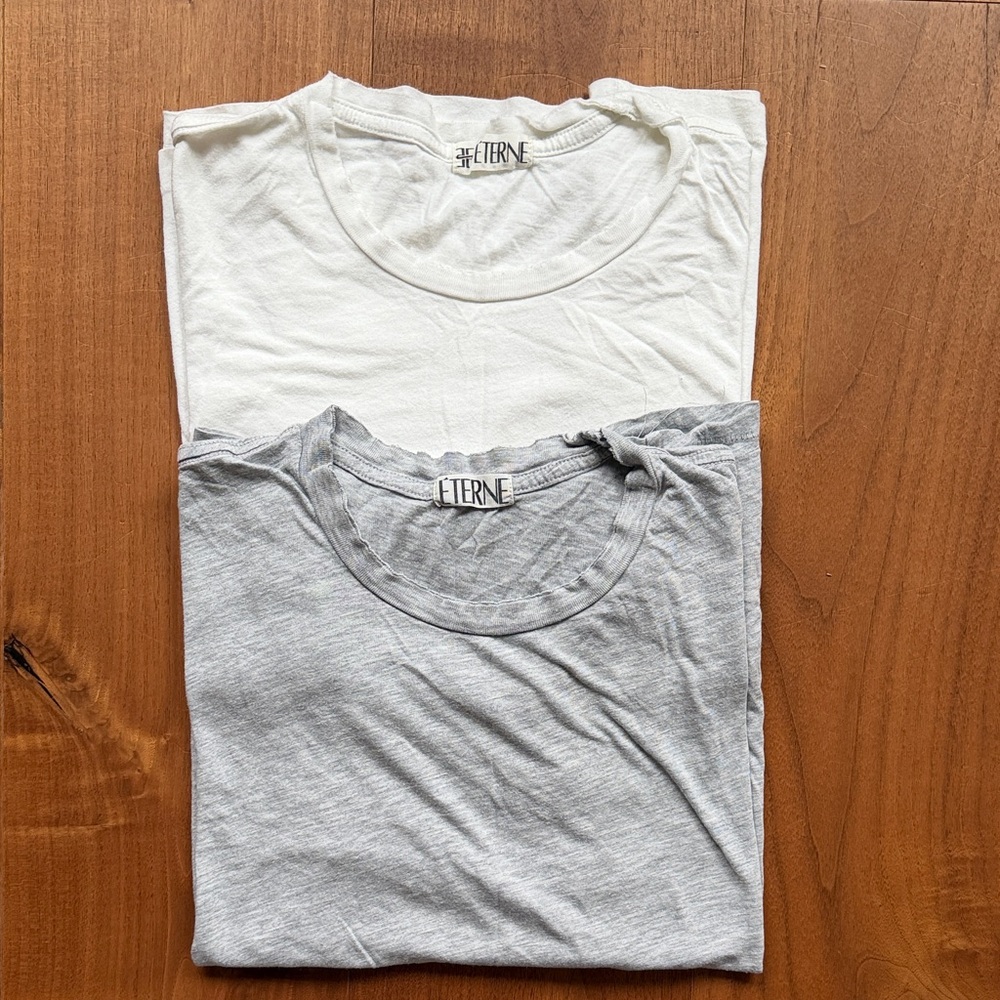 ETERNE Cotton Modal Boyfriend Tee 2-pack / Tshirt Ivory & Grey